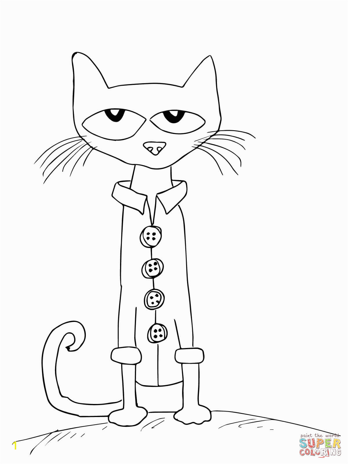 Pete the Cat and His Four Groovy buttons Coloring Page Pete the Cat and His Four Groovy buttons