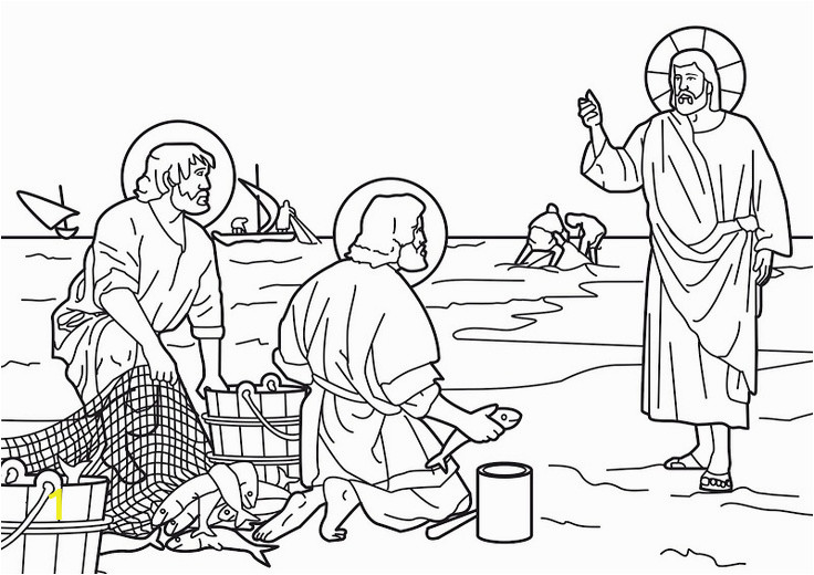 Peter and andrew Meet Jesus Coloring Page Jesus Calls the Fishermen Peter and andrew to Be His First