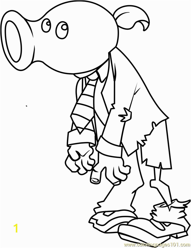 peashooter zombie coloring page