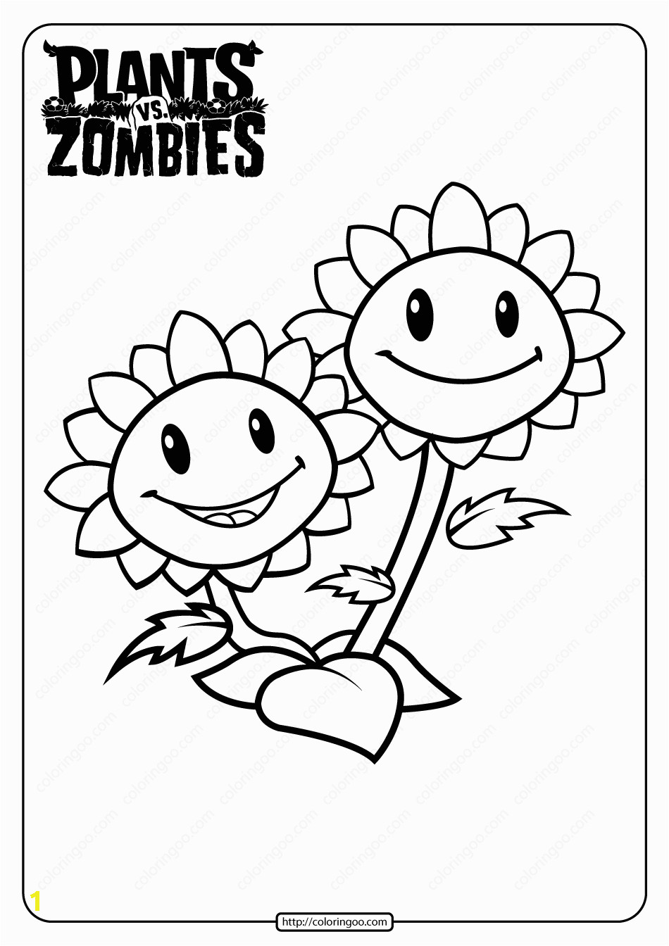 plants vs zombies twin sunflower coloring page