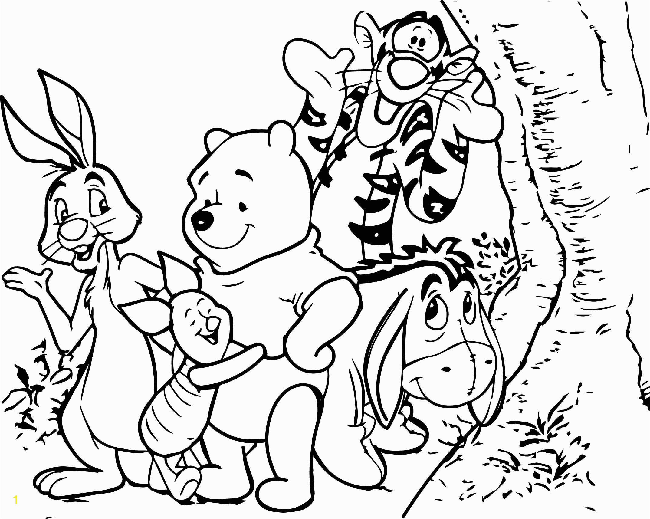 winnie pooh friends play coloring page