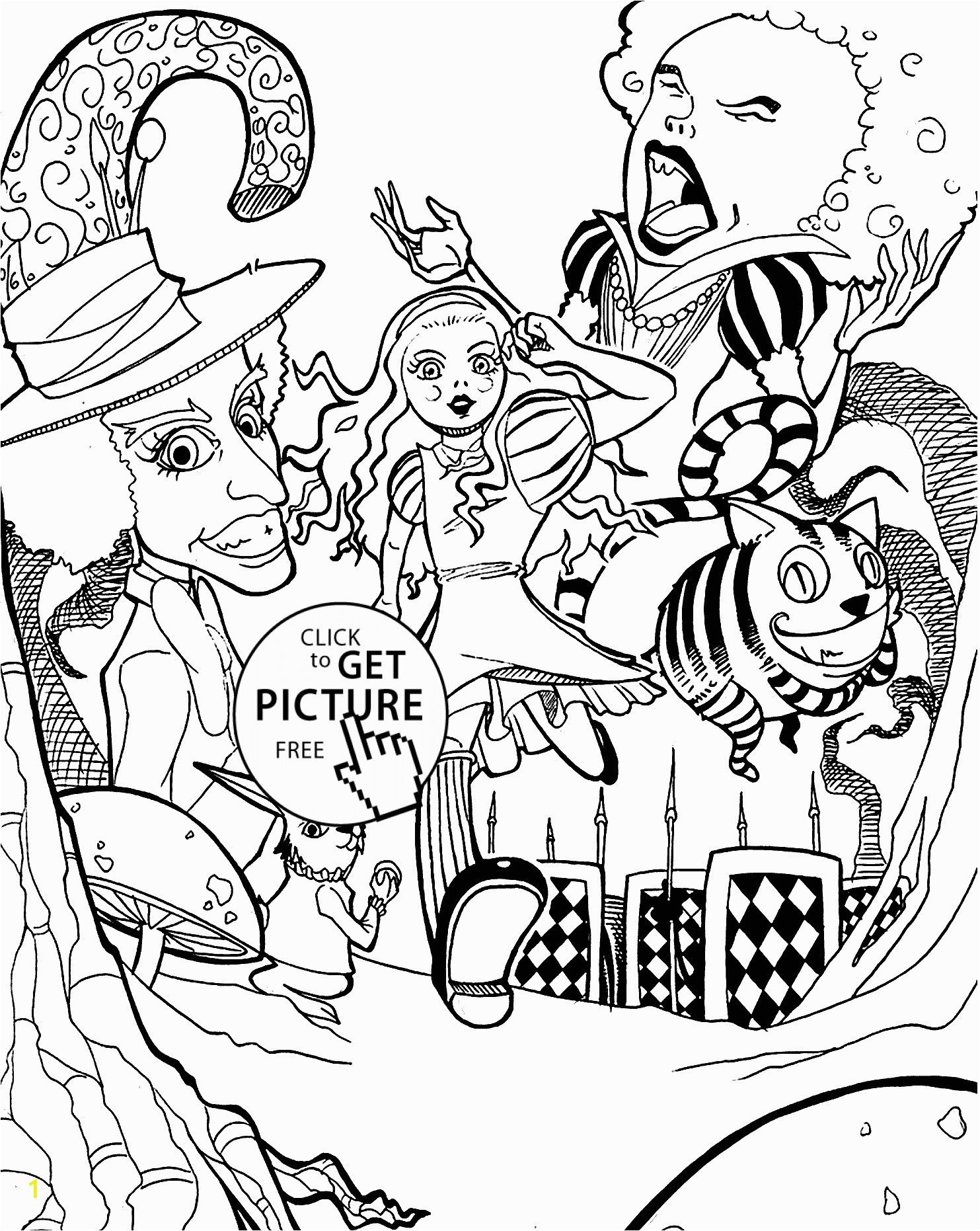 alice in wonderland coloring pages movie for kids printable free