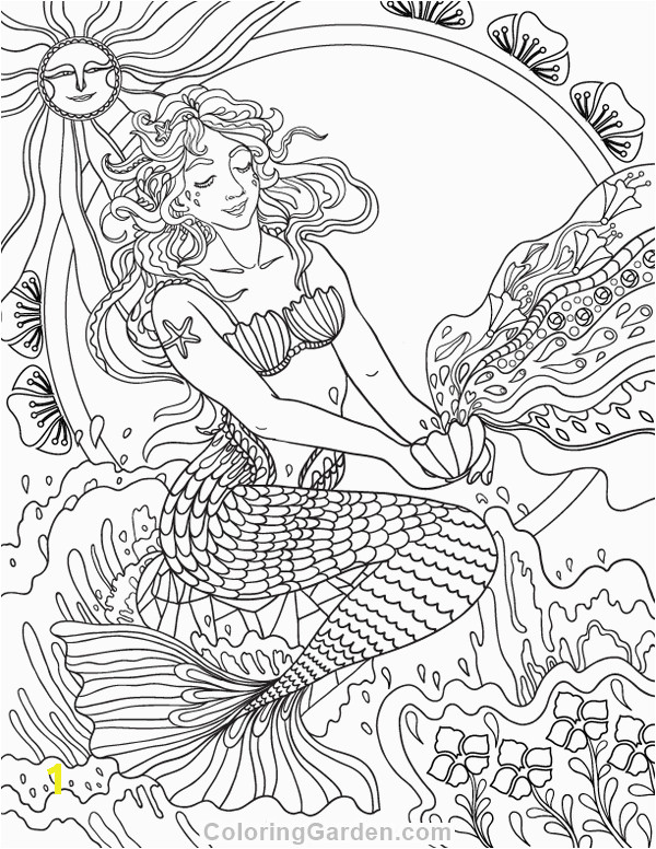 art nouveau mermaid coloring page