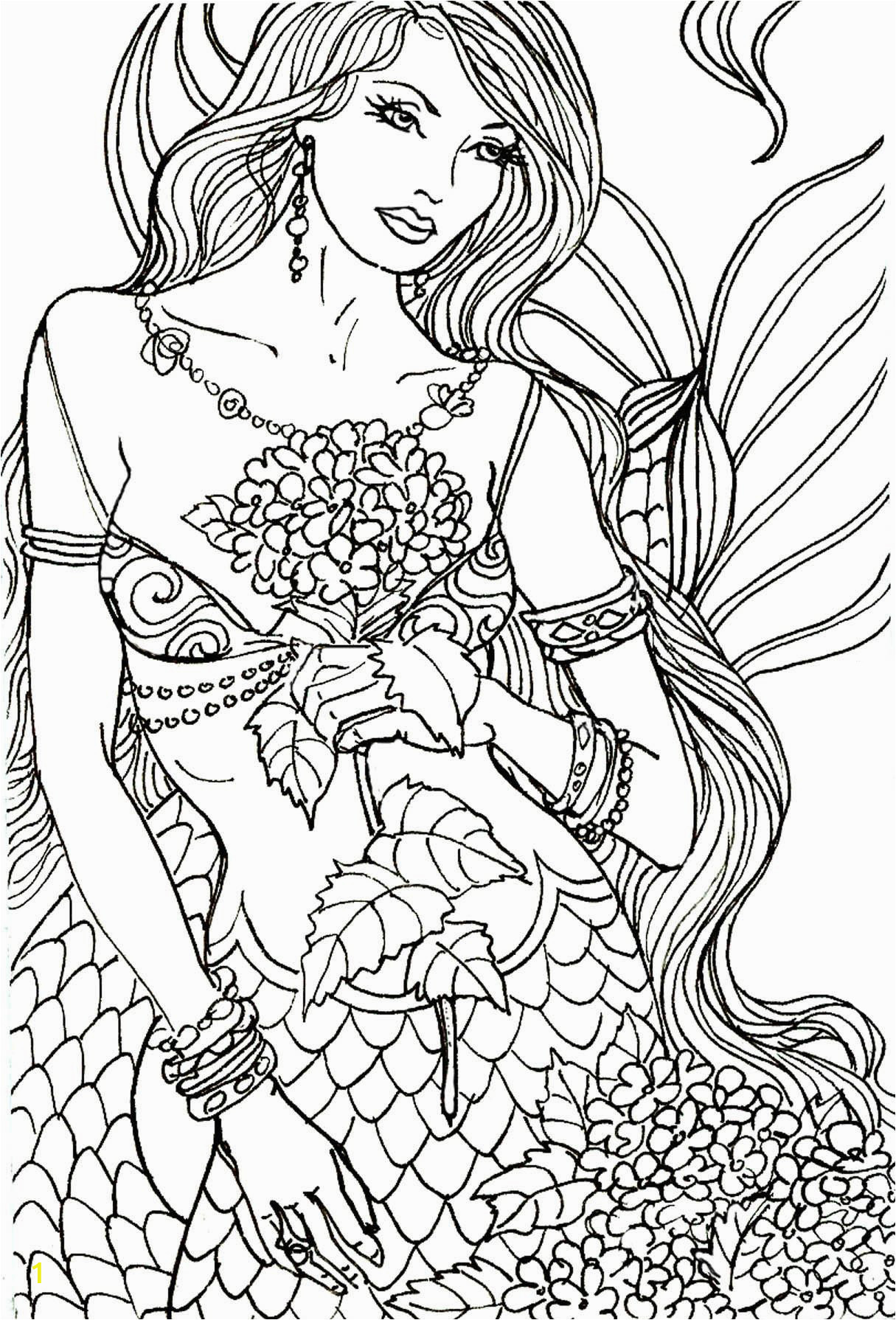 mermaid coloring pages for adults