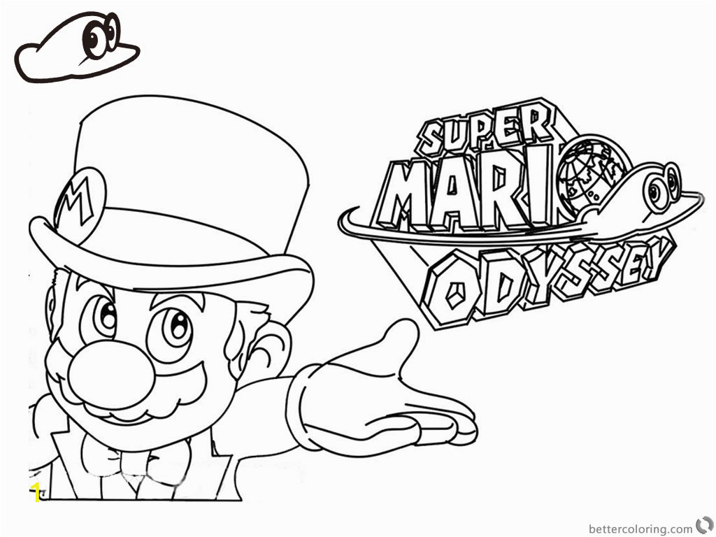 super mario odyssey coloring pages line art with logo