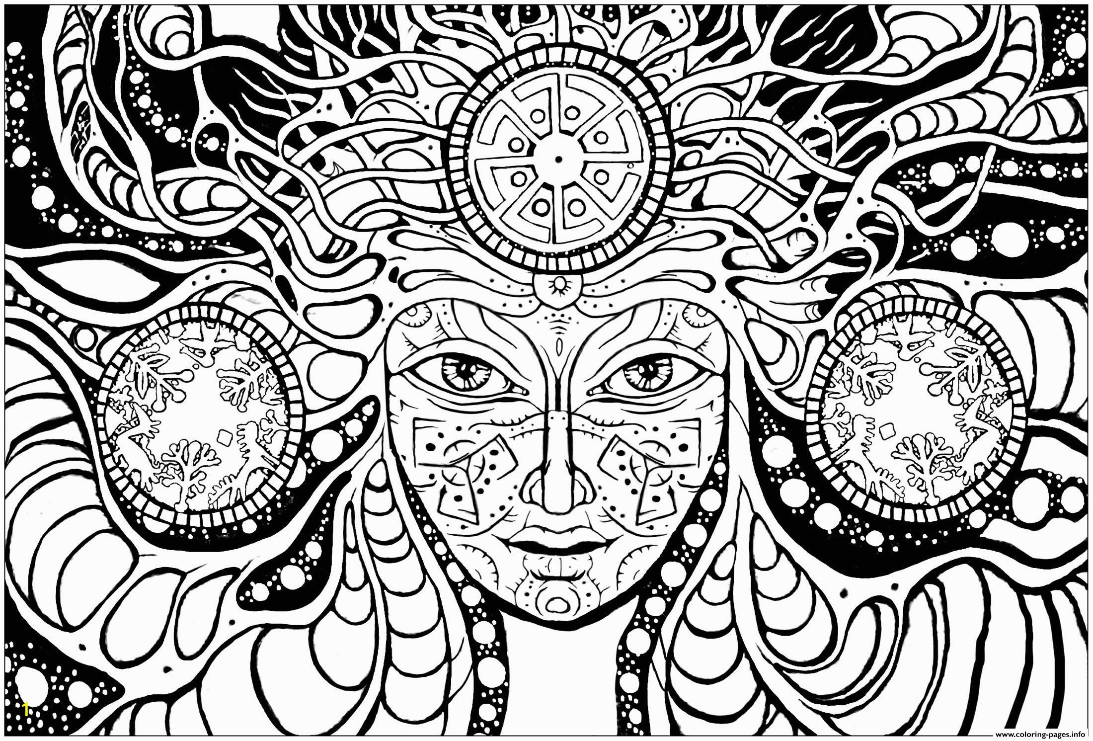 adult difficult psychedelic femme printable coloring pages book