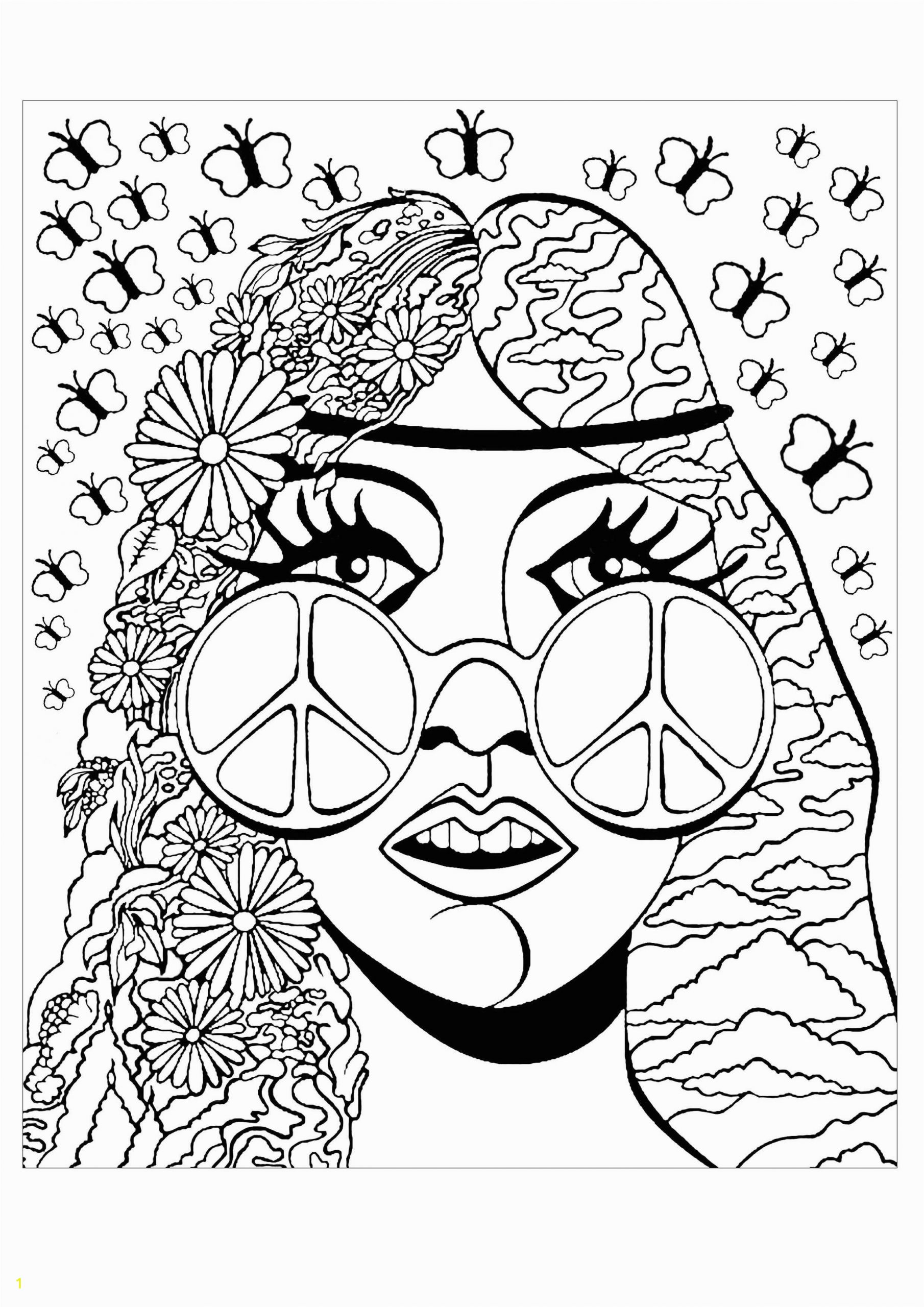Printable Trippy Coloring Pages for Adults Psychedelic Girl butterflies Psychedelic Coloring Pages