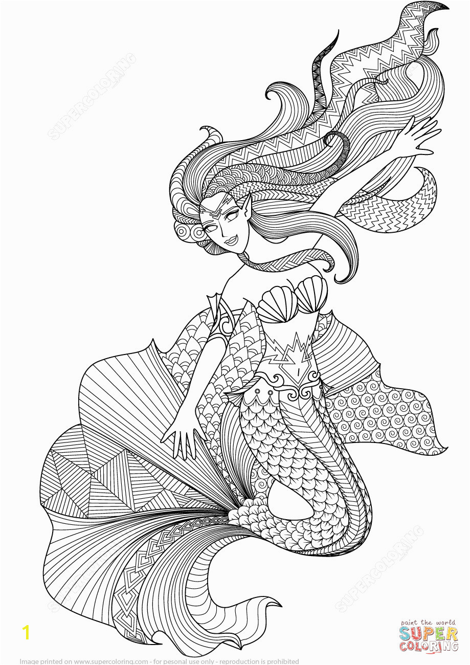 realistic mermaid coloring pages for adults