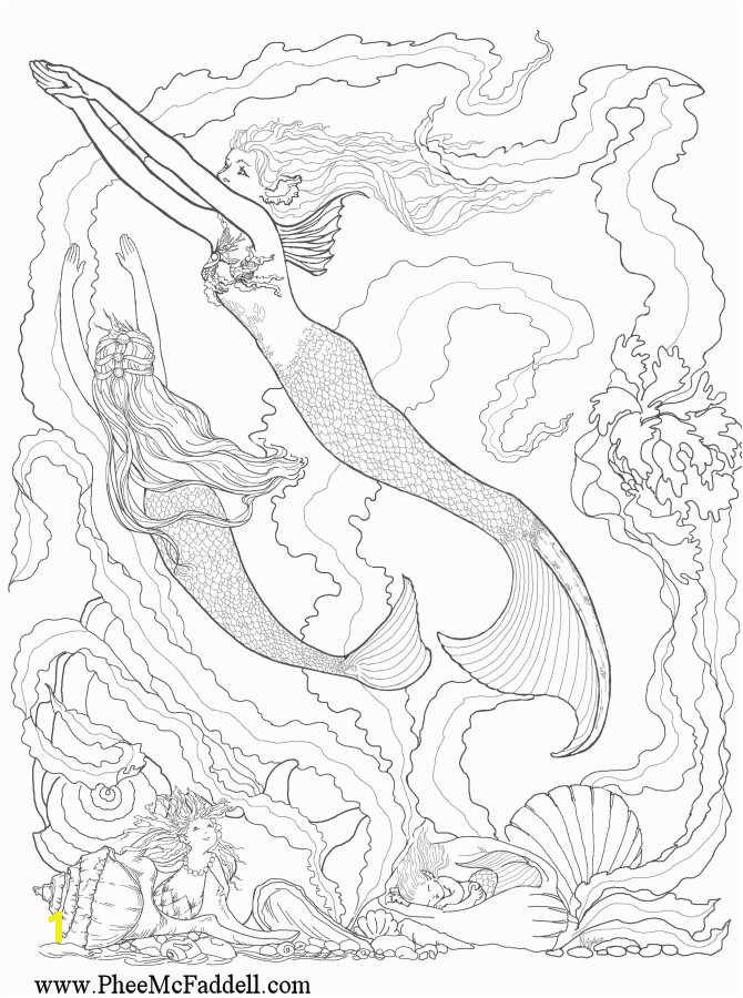 mermaid adult coloring pages