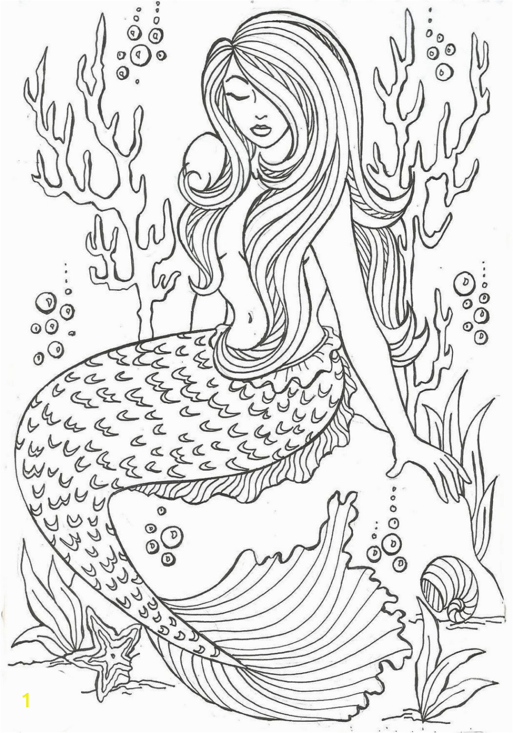 Realistic Mermaid Coloring Pages for Adults Realistic Mermaid Illustrations Undersea Coloring Sheets
