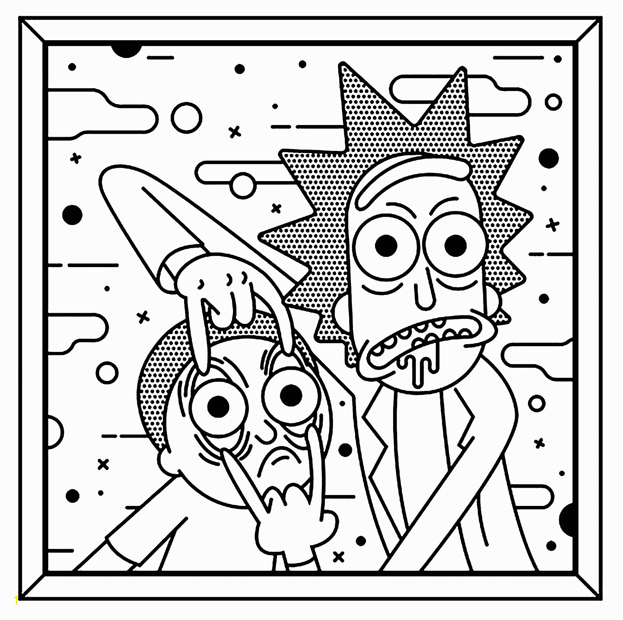 Rick and Morty Trippy Coloring Pages Rick and Morty Roy Lichtenstein Style Tv Shows Adult