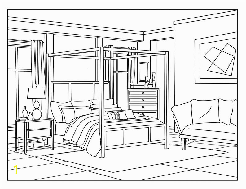 Rooms In A House Coloring Pages Bedroom Around the House Coloring Pages for Adults 1