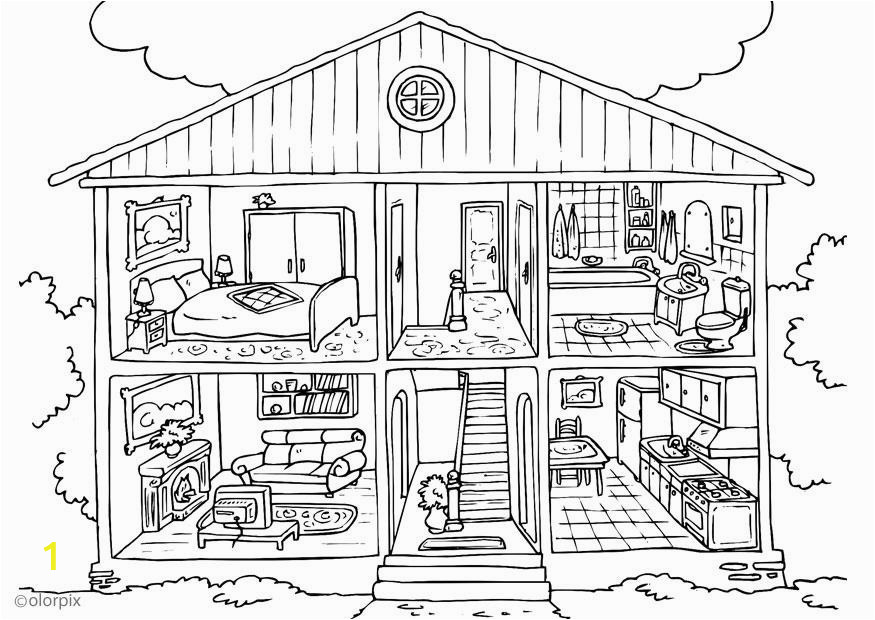 coloring page house interior i