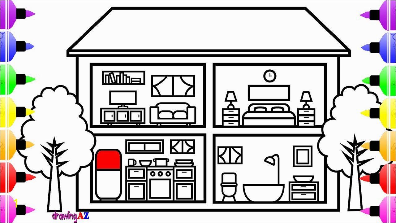 Rooms In A House Coloring Pages How to Draw House with Rooms