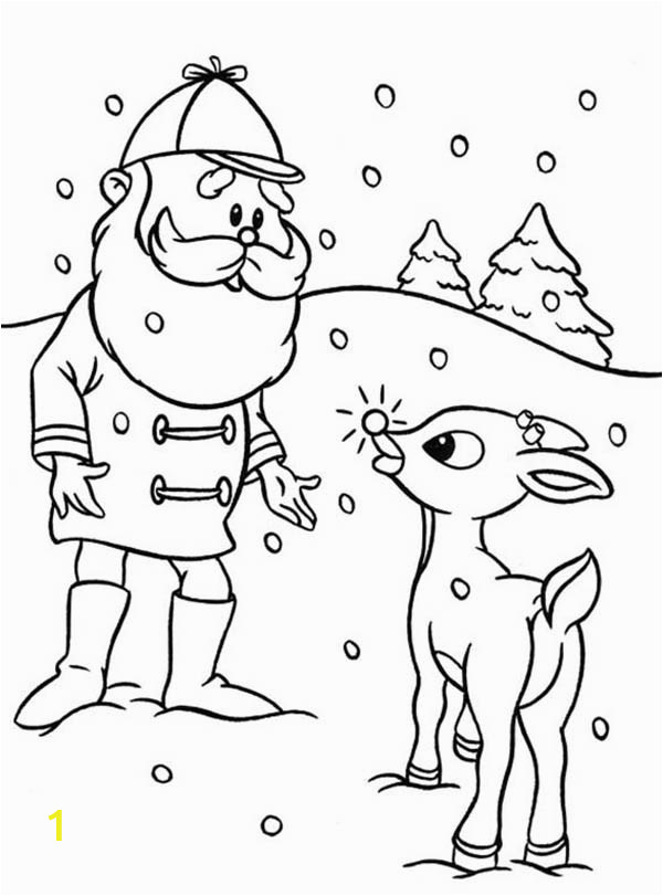 santa ask rudolph the red nosed to lead other reindeer coloring page