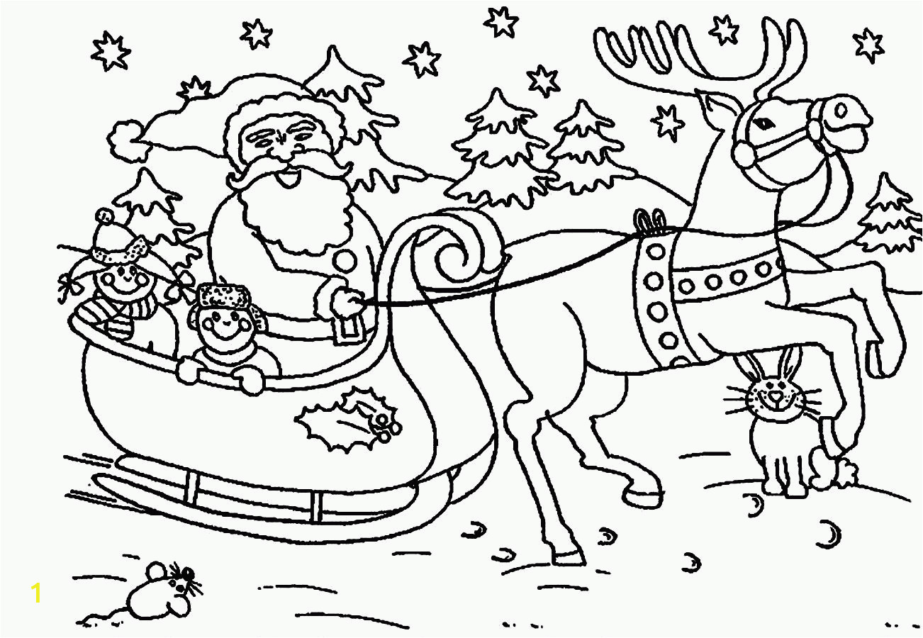 santa and reindeer coloring pages printable