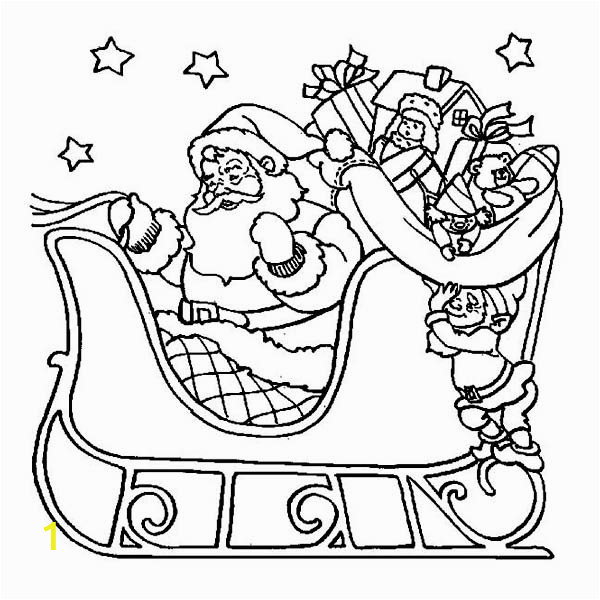 santa claus riding his sleigh on christmas coloring page