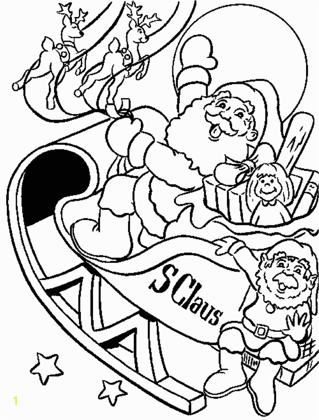 Santa and Sleigh Coloring Pages Printable Santas Sleigh Drawing at Getdrawings