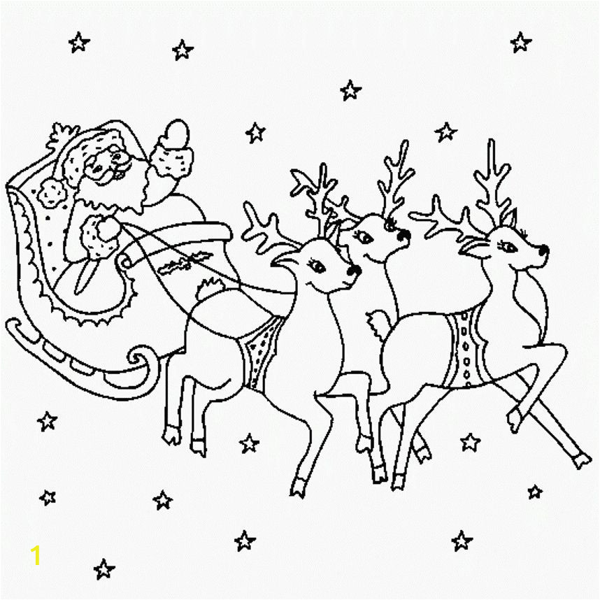 santa sleigh and reindeer coloring pages