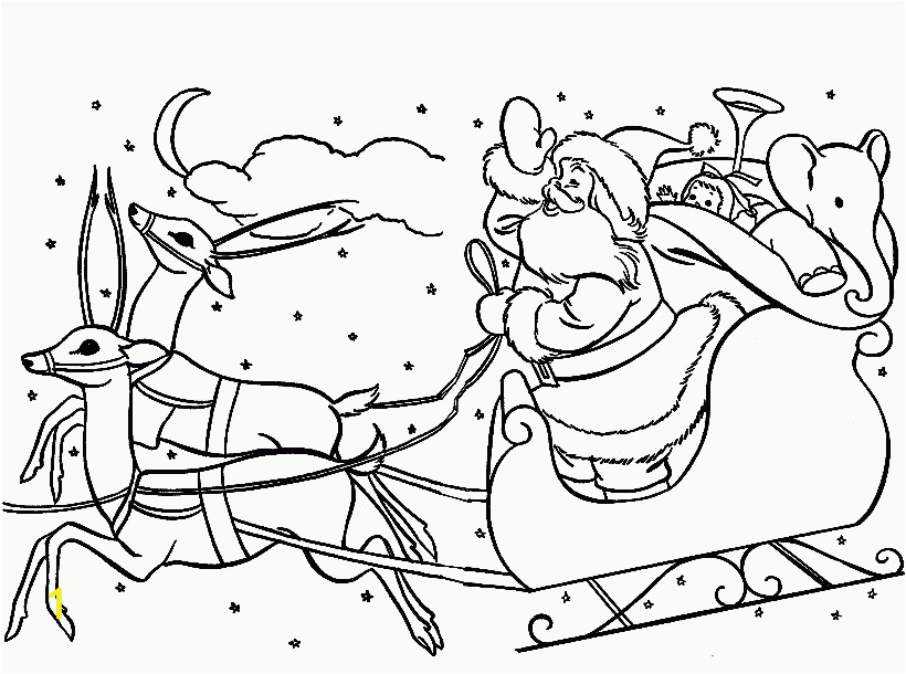 santa sleigh coloring pages