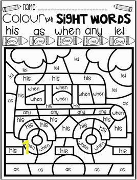 Sight Word Coloring Pages 1st Grade Back to School Color by Sight Words First Grade by