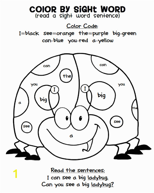 Sight Word Coloring Pages for Kindergarten 1 500 Ladybugs