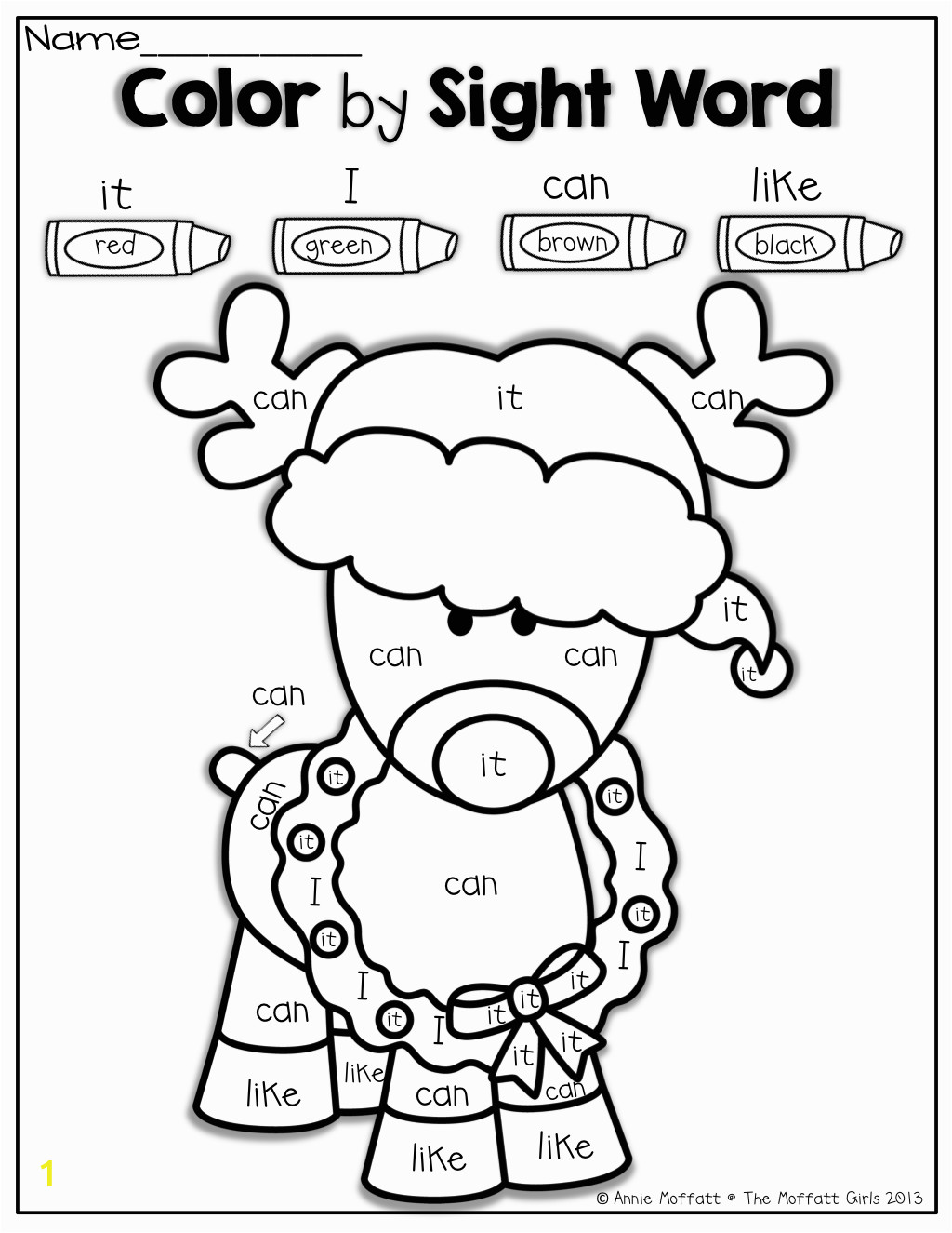 Sight Word Coloring Pages for Kindergarten Color by Sight Word for Christmas