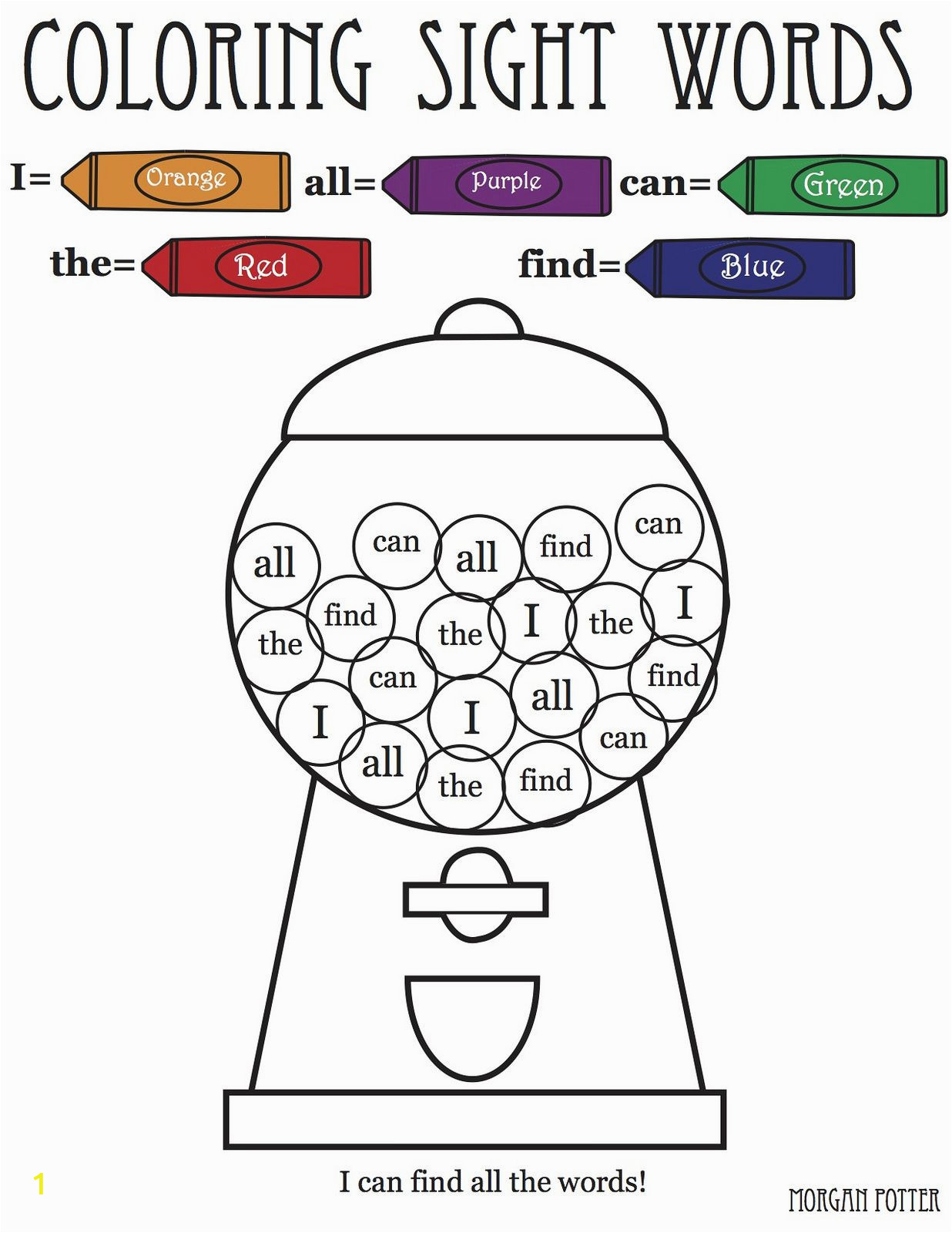 Sight Word Coloring Pages for Kindergarten Sight Word Coloring Sheet