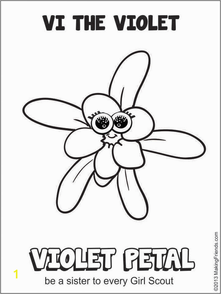 Sister to Every Girl Scout Coloring Page Violet Petal Vi the Violet Makingfriends