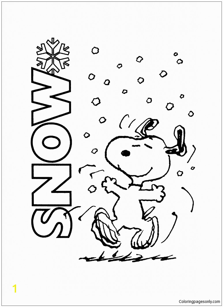 snoopy playing with snow