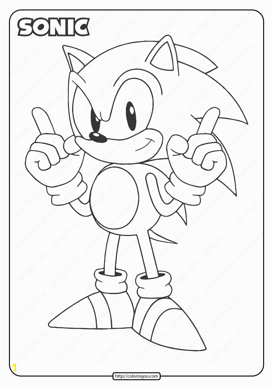 printable sonic pdf coloring page