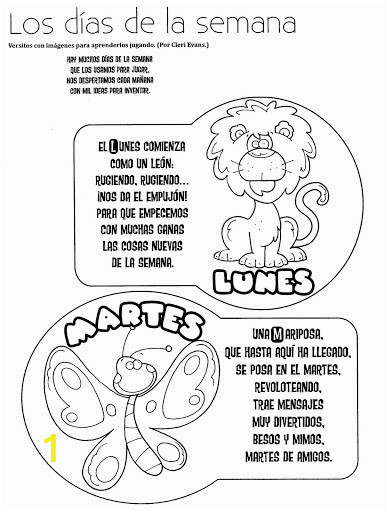 Spanish Days Of the Week Coloring Pages Coloring Pages Days Of the Week In Spanish Free