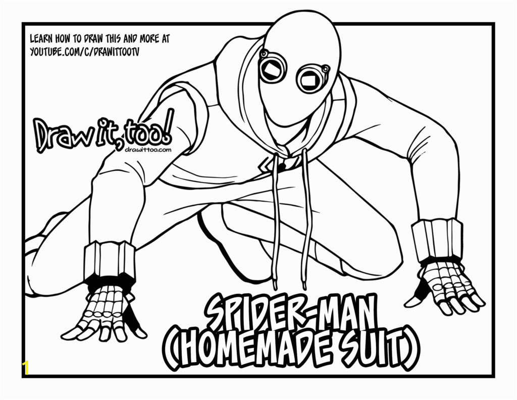 how to draw spider mans homemade suit spider man home ing drawing tutorial