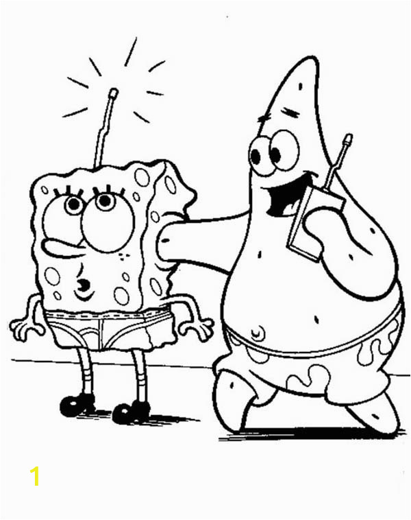 patrick use spongebob as a cellphone coloring page