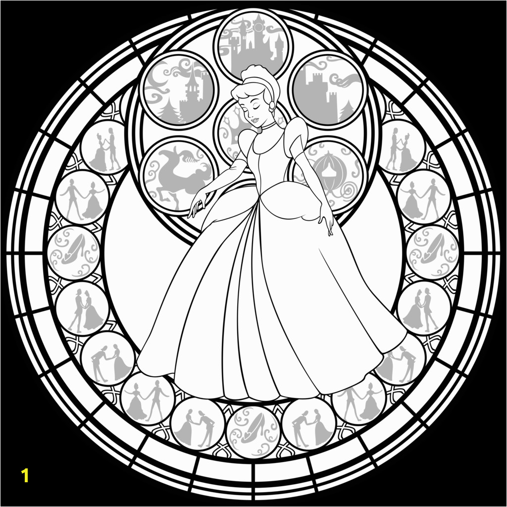 Stained Glass Disney Coloring Pages for Adults Cinderella Stained Glass Vector Line Art by Akili Amethyst