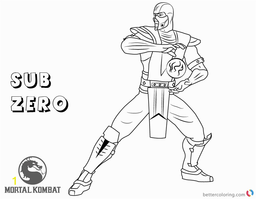 mortal kombat coloring pages sub zero