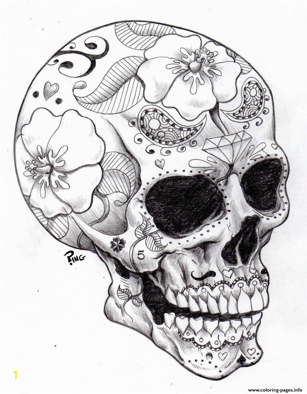 Sugar Skull Coloring Pages for Adults Adult Halloween Sugar Skull 2 Coloring Pages Printable