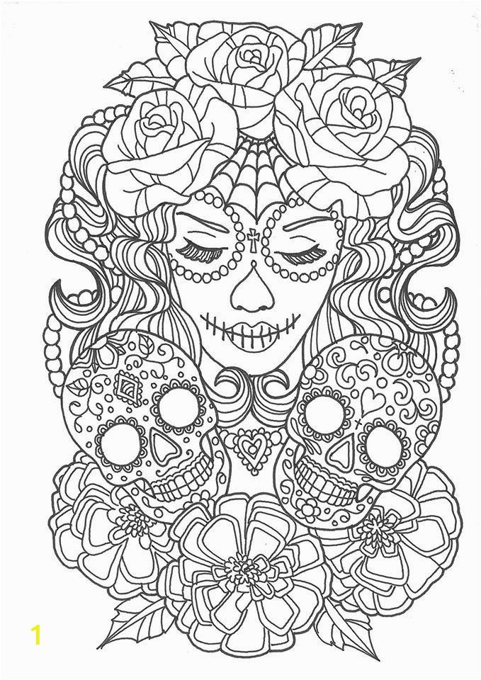 Sugar Skull Coloring Pages for Adults Beautiful Sugar Skull Colouring Page