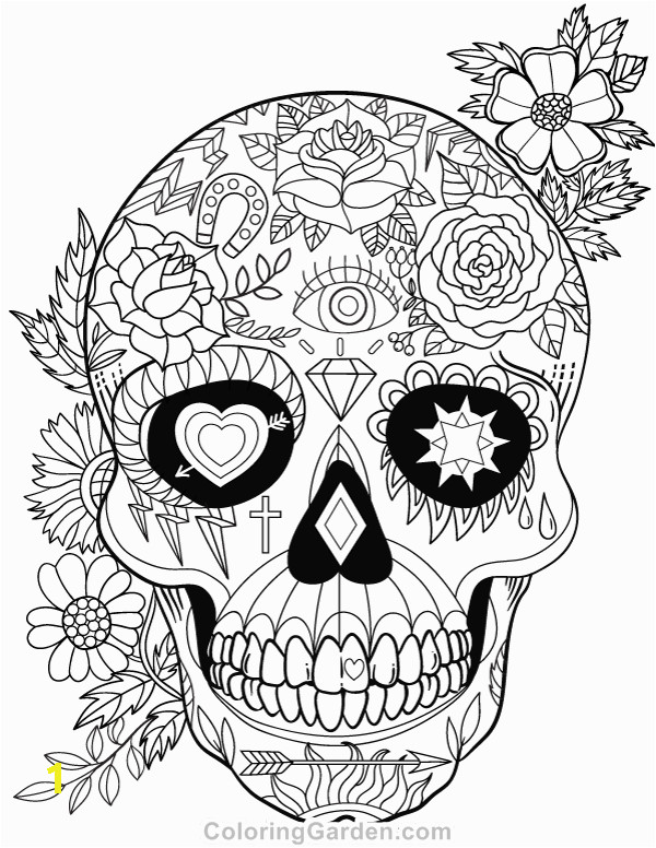 Sugar Skull Coloring Pages for Adults Free Printable Sugar Skull Day Of the Dead Adult