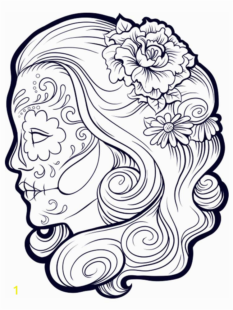 Sugar Skull Coloring Pages for Adults Free Sugar Skull Coloring Pages for Adults Printable to