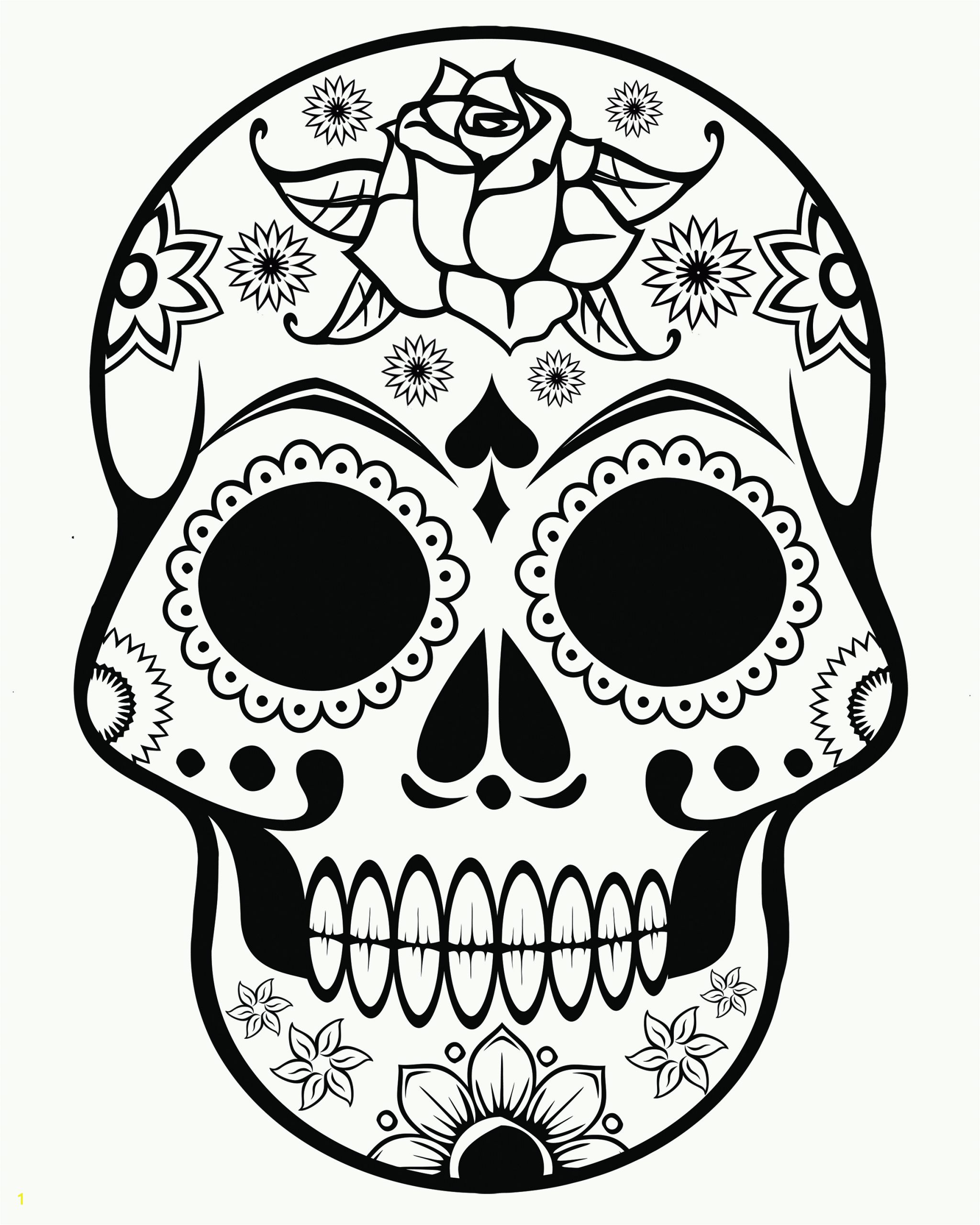 sugar skull with roses coloring pages