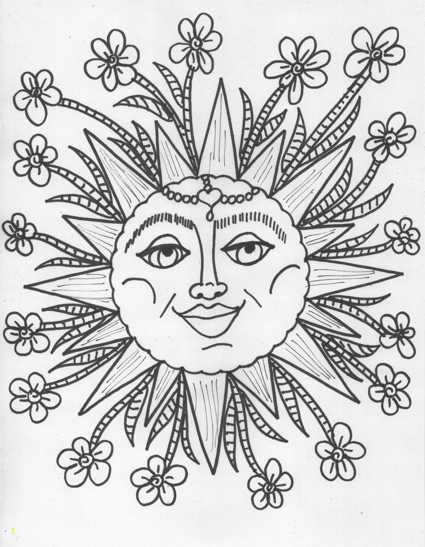 adult coloring pages of the sun