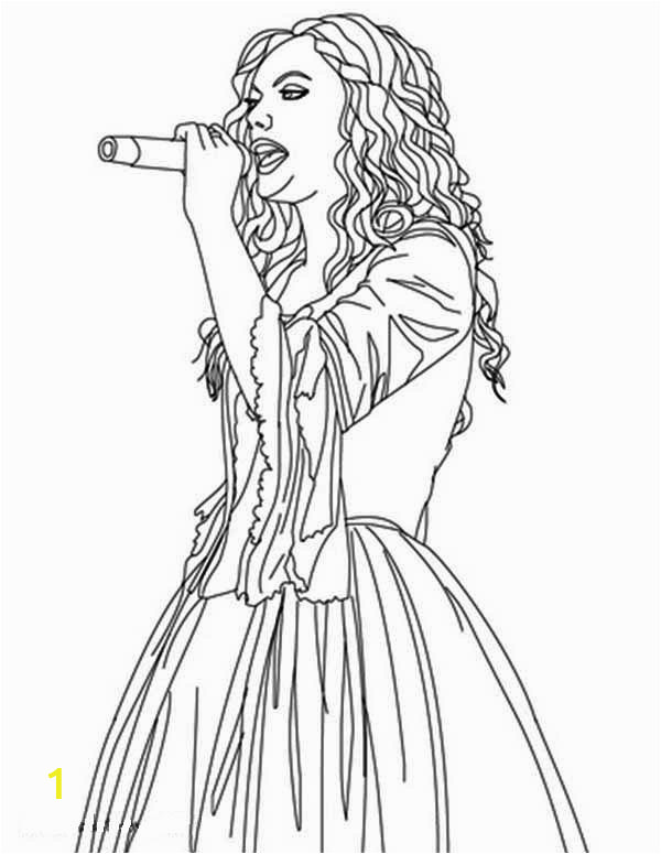 Taylor Swift Black and White Coloring Pages Taylor Swift is Sing for You Coloring Page