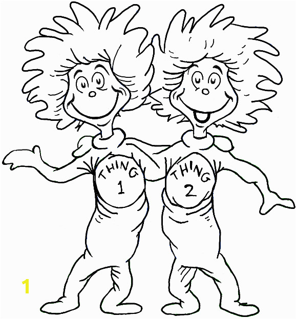 Thing One and Thing Two Coloring Pages Thing 1 and Thing 2 Coloring Page Pto