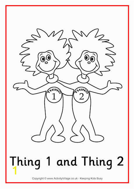 thing 1 and thing 2 colouring page