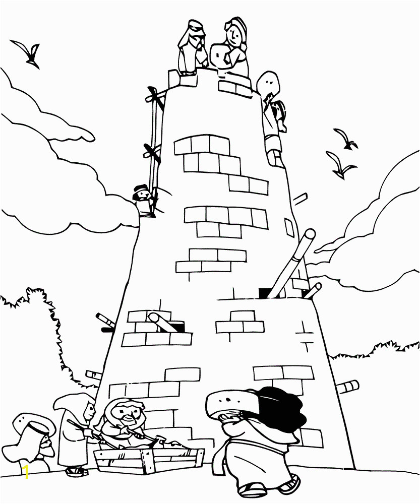 printable tower of babel coloring page