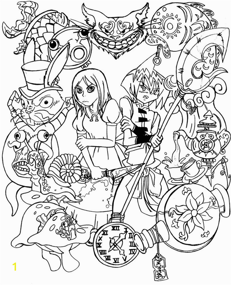 trippy alice in wonderland coloring pages