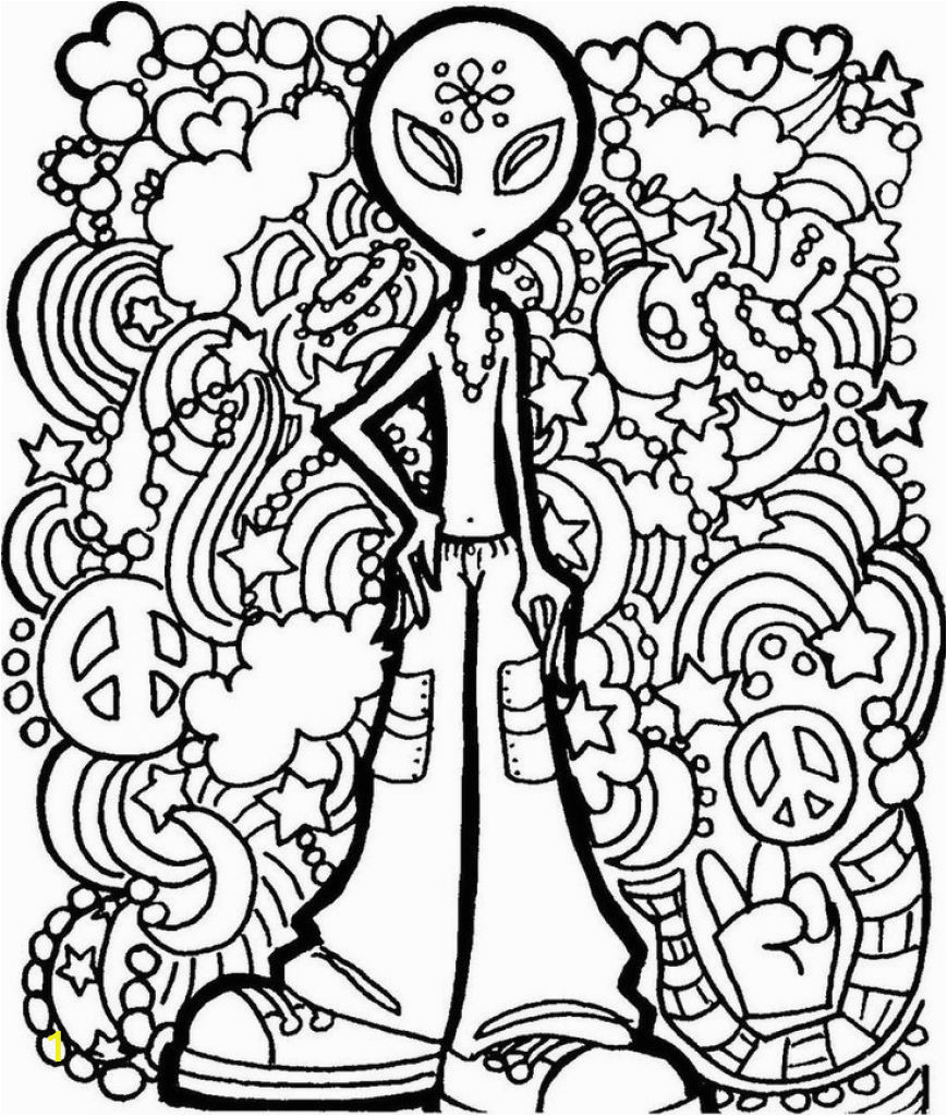 Trippy Alien Coloring Pages for Adults Alien Trippy Printable Coloring Page Free