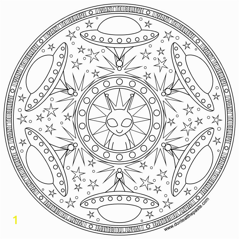 alien mandala to print and color