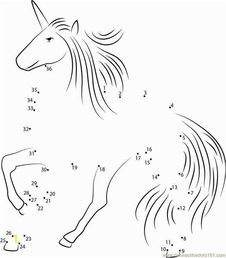 Unicorn Dot to Dot Coloring Pages Majestic Unicorn Connect Dots Printable Coloring Pages